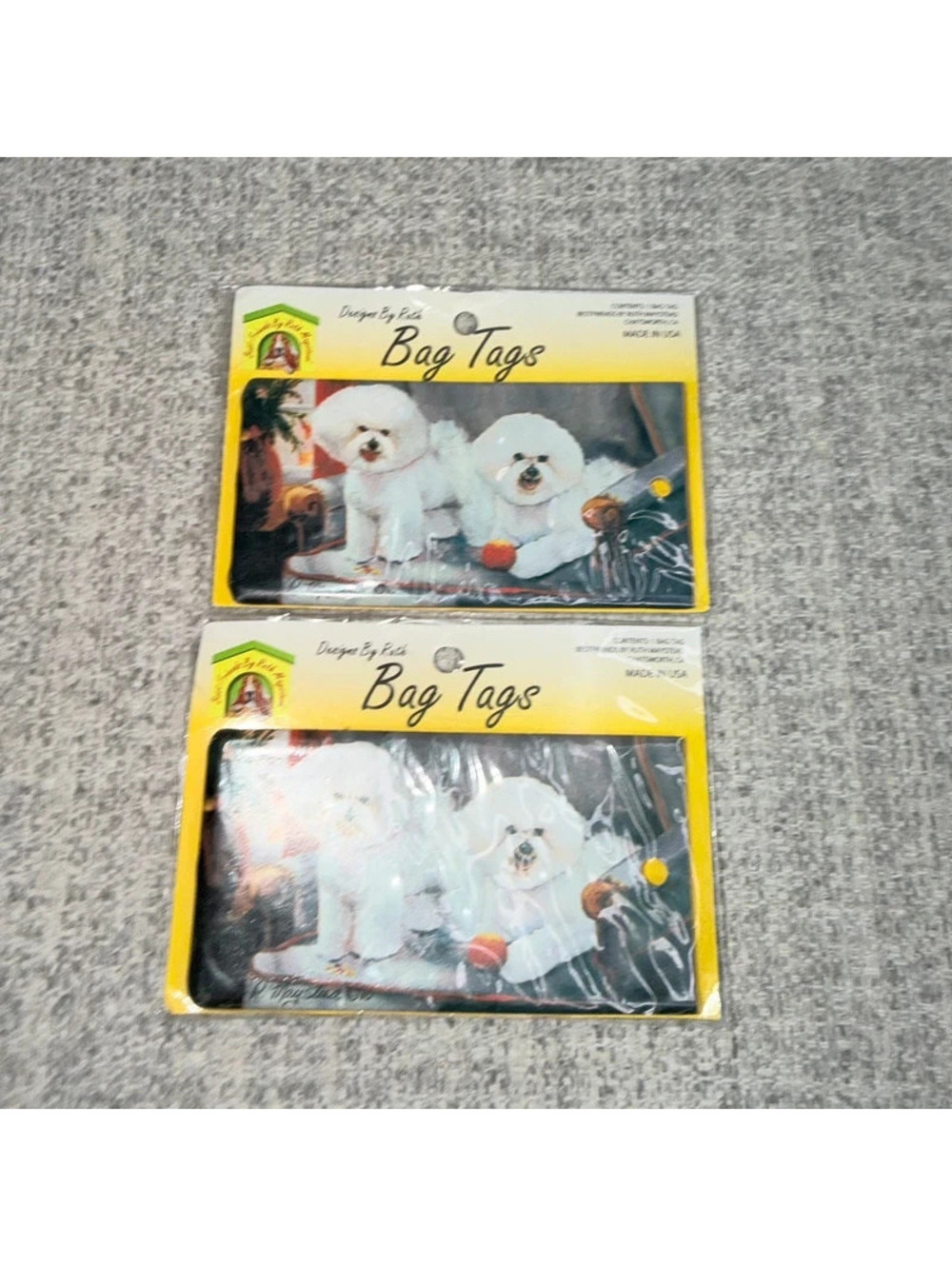 2  Bichon Frise Luggage Crate Tags Dog Travel Bag Tags New